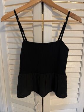 Abercrombie Black Ribbed Tank Top with peplum bottom size small